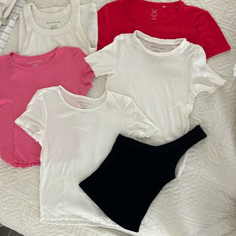 6 xs ribbed shirts-American eagle, urban outfitters and pacsun.